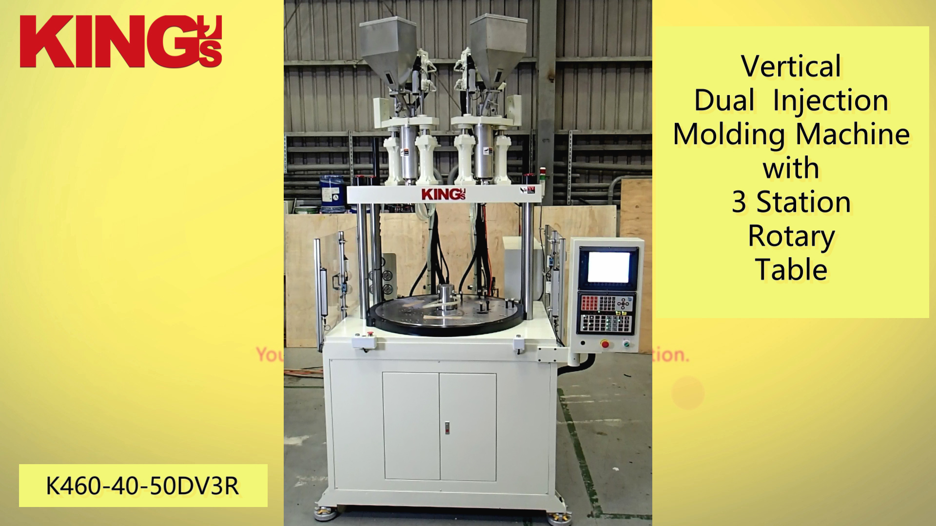Vertical Dual Injection Molding Machine with 3 Station Rotary Table  K460-40-50DVR